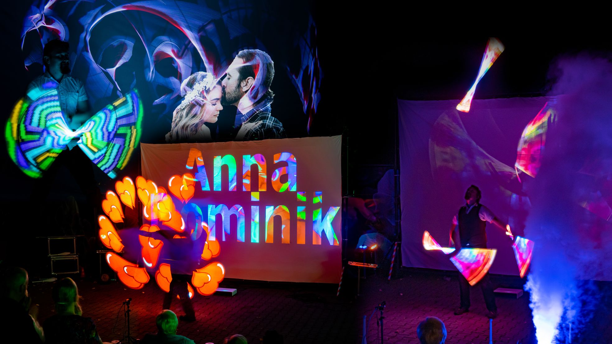 Hochzeits LED Show mit LED Jonglage und Video Projektionen