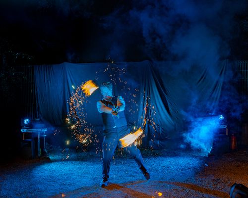 Feuershow mit Feuer Poi Spinning